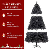 ZUN 6ft 1150 Branches PVC Christmas Tree Black 75974042