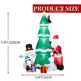 7.5FT Lighted Christmas Inflatable Decoration, Inflatable Christmas Tree with Santa and Snowman, 00586635