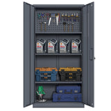Metal garage storage with 2 doors and 4 adjustable shelves - 71.96-inch steel lockable file W396P305869