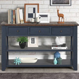 48'' Solid Pine Wood Top Console Table, Modern Entryway Sofa Side Table with 3 Storage Drawers and 2 W120246667
