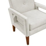 Modern Living Room Chair Beige Chenille Upholstery Pocket Coils Solid Wood Legs Furniture 1pc B011P308544
