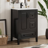 24 inch Bathroom Vanity with Sink, One Cabinet with Soft-closing Door, 3 Soft-closing Drawers, Retro N759P292551B