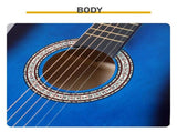 Blue 38-inch Round Acoustic Guitar with Picks, Strings, Capo, Case, Tuner, and Strap 85491227