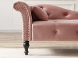 Aijia 60.6" Velvet Chaise Lounge Buttons Tufted Nailhead Trimmed Solid Wood Legs with 1 Pillow,Rose W111740820