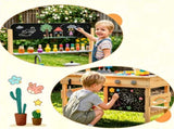 Natural Fir Wood Kids Outdoor Mud Kitchen Playset with Stainless Steel Sink & Stoves, Pretend Play 44198763