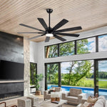 ZUN Mordern Farmhouse 62 In Black Ceiling Fan with Smart App and Remote Control W1367141498