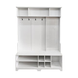 Hall Tree with Shoe Bench, Coat Rack ,Shoe Storage ,Storage Shelves and Pegboard, for Hallways, W757P148146