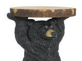 Black Bear Side Table Pedestal End Table Stool, MGO Bear Statue Hand Painted Sculpture for Home, 60767327