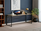 55" Folding Table, Extra Long Desk with Dark Walnut Top and Black Metal Frame for Study or Work 46937269