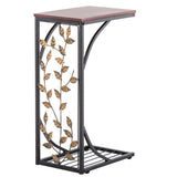 54*30.5*21CM Leaf Pattern Iron Side Table Coffee Table Brown 84392576