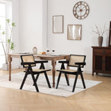 ZUN Hengming Cane solid wood dining chair, hand made cane armchair, suitable for living dining W212106066