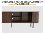 Walnut Embossed Particle Board TV Stand, Oval Tabletop 1473558cm, Modern Entertainment Center with 34294354