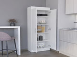 Pantry Cabinet 67" H, 5 Internal Shelves, Two Doors, White B097P167451