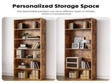 6-Shelf Bookcase, Floor Standing Storage Shelves, Rustic Brown 91529872