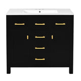 36'' Bathroon Vanity with Ceramic Sink Combo Set,Modern Freestanding Single Bathroom Cabinet with 4 N710P247494B