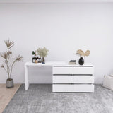 ZUN Extended Desktop 6 Drawers Chest of Drawer without Handle White Color Vanity W2139134917