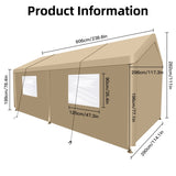 Carport, 1020 Heavy Duty Portable Carport Garage Tent for Outdoor Storage Shelter khaki W1350P176015