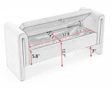 032-Teddy Fabric Storage Bench Bedroom Bench With Gold Metal Trim Strip For Living Room Bedroom W527122008
