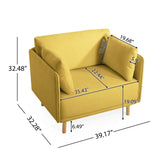 39" Modern Upholstered Accent Chair with Soft Cushions, Sleek Armrest Design and Sturdy Wooden Legs, N767P208311Y