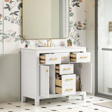 36'' Bathroon Vanity with Ceramic Sink Combo Set,Modern Freestanding Single Bathroom Cabinet with 4 N710P247494K