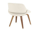 Mid-Century Modern Dining/Accent Chair in Walnut and Cream Noise Fabric - Set of 2 B202P223853