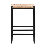 Set of 2 Water Hyacinth Woven Bar Stools for Kitchen Counter Water Hyacinth Grass Backless Barstools W1757104744
