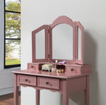 ZUN Wooden Vanity Make Up Table and Stool Set, Rose ld 71086315