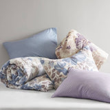 Floral Comforter Set with Bed Sheets Blue Queen B035P266685