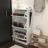 Wooden Shoe Cabinet for Entryway, White Shoe Storage Cabinet with 3 Flip Doors 20.94x9.45x43.11 inch W40935621