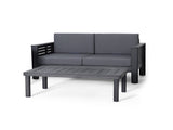 Acacia Wood Outdoor Loveseat and Coffee Table Set with Cushions, Dark Gray 70844.00DGRY