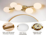 5-Light Bathroom Light Fixtures, Mid Century Modern Gold Bathroom Light Ceiling Light, 3CCT Dimmable W3775P466615