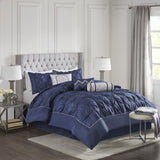 7 Piece Tufted Comforter Set Navy King B03596832