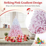 5ft Pink&White Xmas Tree - Flocked Snow-Melt Design, Sturdy Metal Stand, 456 Tips, Fireproof & 49245633