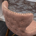 ZUN Nevis Mid-century Modern Faux Leather Tufted Nailhead Trim Counter Stool Set of 2, Pink T2574P165098