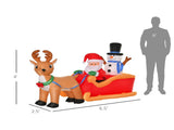 6.5 ft Christmas Inflatable with Santa Claus on Sleigh, Reindeer and Snowman, LED Lights, Polyester, 07743447