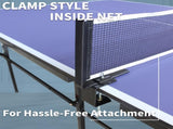 9*4.1ft Blue Mid-Size Table Tennis Table Foldable & Portable Ping Pong Table Set for Indoor Games W1408P478681