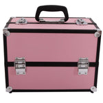 ZUN SM-2083 Aluminum Alloy Makeup Train Case Jewelry Box Organizer Pink 83925841