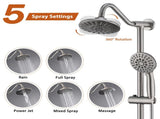 Brushed Nickel 6 Inch Rain Shower Head with Handheld Shower Head Bathroom Rain Shower System W121956007