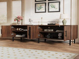 Functional 4-Door TV Cabinet 2 Storage Spaces, Adjustable Shelves, Ideal for Living Room N779P296236C