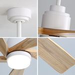 ZUN 52 Inch Indoor Ceiling Fan With Dimmable LED Light 5 Solid Wood Blades Remote Control Reversible DC W882P146360