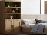 Bookshelf 5 Tier Book Shelf Rattan Tall Bookcase with Doors Storage Wood Shelves Large Bookshelves 90719368