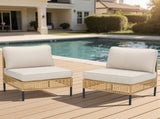 Outdoor Natural Wicker Sofa Boho Patio Sectional Loveseat Furniture Set with Beige Csuhions T3773P419998