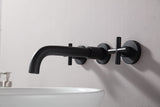 Double Handle Wall Mount Bathroom Faucet Matte Black W122453406