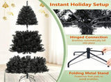 6 FT Black Pre-Lit Christmas Tree with Purple LED Lights, 680 Branch Tips, Gothic Halloween Holiday 65086191