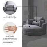 Welike Swivel Accent Barrel Modern Dark Grey Sofa Lounge Club Big Round Chair with Storage W83469809