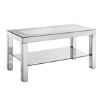 ZUN W 40 "X D 20" X H 20 "Curved border carved mirror coffee table: Silver mirror glass tabletop with W1005P190425