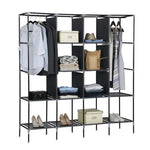 ZUN 67" Clothes Closet Portable Wardrobe Clothes Storage Rack 12 Shelves 4 Side Pockets Gray 63742682