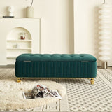 47.24''W Storage Ottoman,Upholstered Velvet Fabric Storage Ottoman with Safety Hinge, gold W579P224708