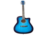 Blue 41-inch Dreadnought barrel-shaped cutaway acoustic guitar with pick, strings, capo, gig bag, 48260943