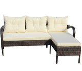 Outdoor patio Furniture sets 2 piece Conversation set wicker Ratten Sectional Sofa With Seat W20966894
